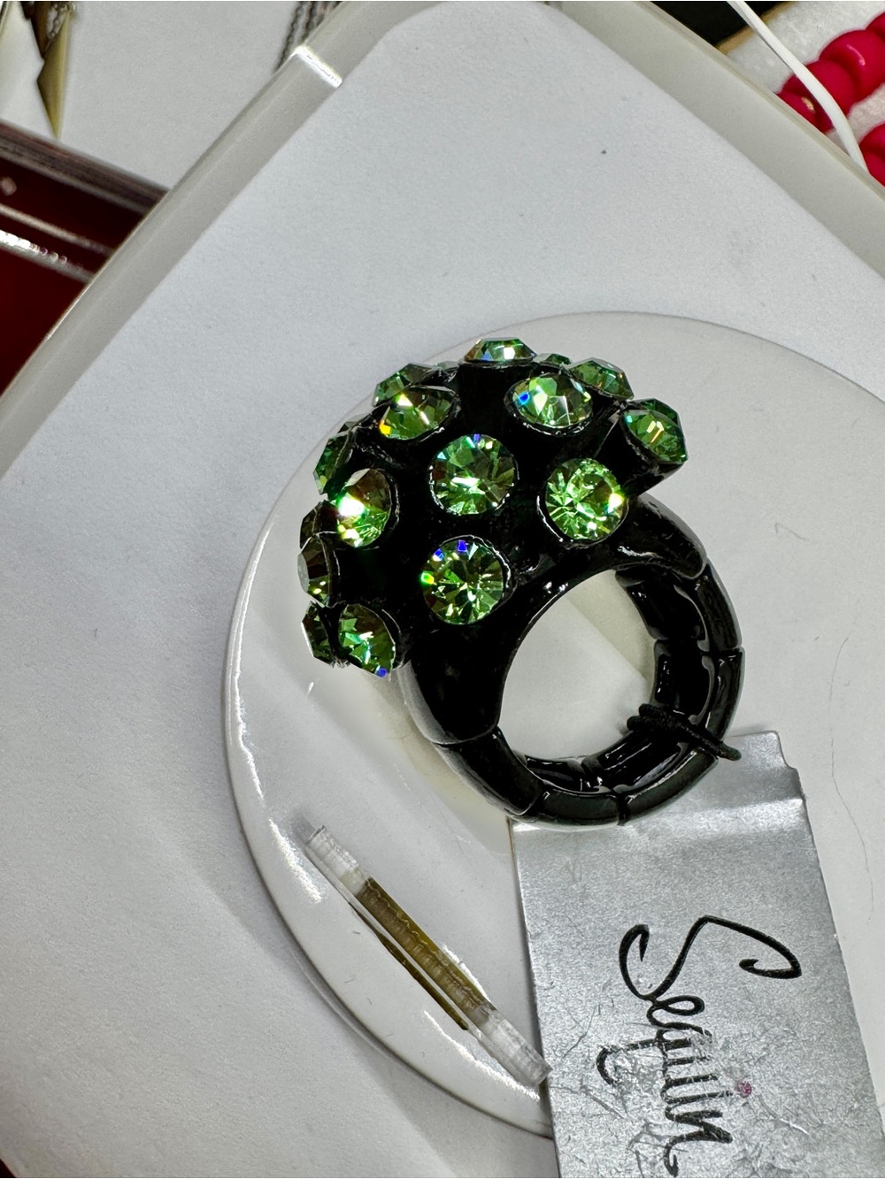 Green Crystal Cluster Statement Ring - Unbranded - Picture 7 of 9